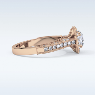 1.05 CT Halo & Pave Engagement Ring Featuring Round Moissanite