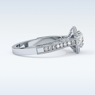 1.05 CT Halo & Pave Engagement Ring Featuring Round Moissanite