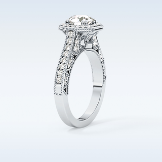 1.05 CT Halo & Pave Engagement Ring Featuring Round Moissanite