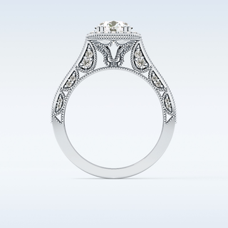 1.05 CT Halo & Pave Engagement Ring Featuring Round Moissanite