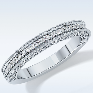 Beautiful Half Eternity Wedding Band with 0.27 CT Round Cut Moissanite