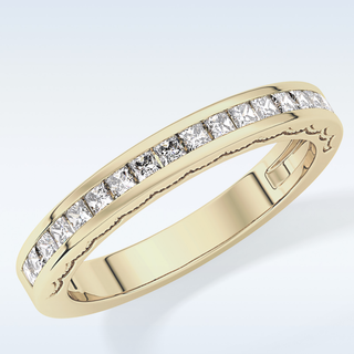 Beautiful Half Eternity Wedding Band with 0.48 CT Princess Cut Moissanite