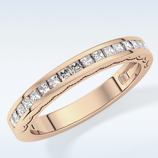 Beautiful Half Eternity Wedding Band with 0.48 CT Princess Cut Moissanite
