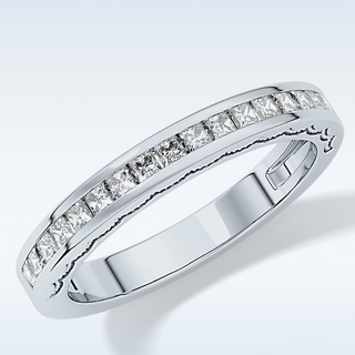 Beautiful Half Eternity Wedding Band with 0.48 CT Princess Cut Moissanite