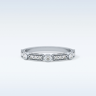 Beautiful Half Eternity Wedding Band with 0.2 CT Round Cut Moissanite