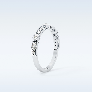 Beautiful Half Eternity Wedding Band with 0.2 CT Round Cut Moissanite