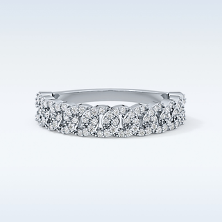 Beautiful Half Eternity Wedding Band with 0.37 CT Round Cut Moissanite