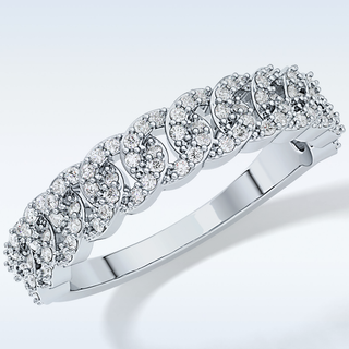 Beautiful Half Eternity Wedding Band with 0.37 CT Round Cut Moissanite