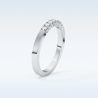 Beautiful Multi Stone Wedding Band with 0.24 CT Round Cut Moissanite