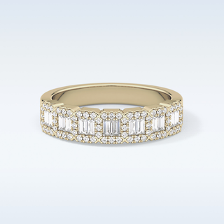 Beautiful Half Eternity Wedding Band with 0.71 CT Round & Baguette Cut Moissanite