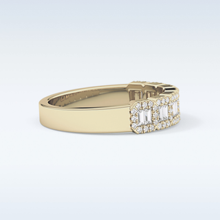 Beautiful Half Eternity Wedding Band with 0.71 CT Round & Baguette Cut Moissanite