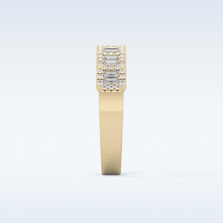 Beautiful Half Eternity Wedding Band with 0.71 CT Round & Baguette Cut Moissanite