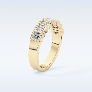 Beautiful Half Eternity Wedding Band with 0.71 CT Round & Baguette Cut Moissanite