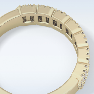 Beautiful Half Eternity Wedding Band with 0.71 CT Round & Baguette Cut Moissanite
