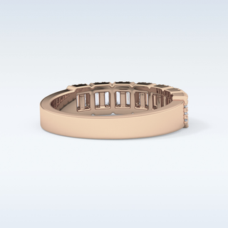 Beautiful Half Eternity Wedding Band with 0.71 CT Round & Baguette Cut Moissanite