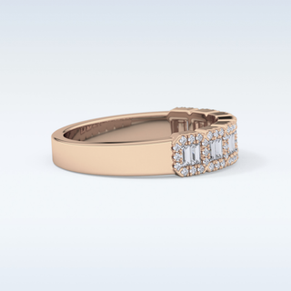 Beautiful Half Eternity Wedding Band with 0.71 CT Round & Baguette Cut Moissanite