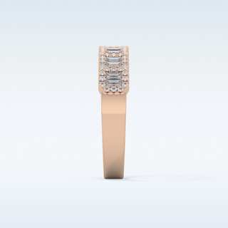 Beautiful Half Eternity Wedding Band with 0.71 CT Round & Baguette Cut Moissanite