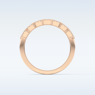 Beautiful Half Eternity Wedding Band with 0.71 CT Round & Baguette Cut Moissanite