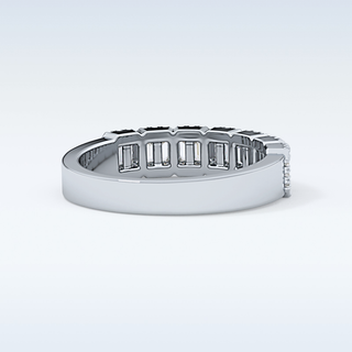 Beautiful Half Eternity Wedding Band with 0.71 CT Round & Baguette Cut Moissanite