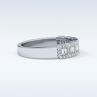 Beautiful Half Eternity Wedding Band with 0.71 CT Round & Baguette Cut Moissanite