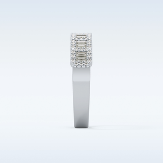Beautiful Half Eternity Wedding Band with 0.71 CT Round & Baguette Cut Moissanite