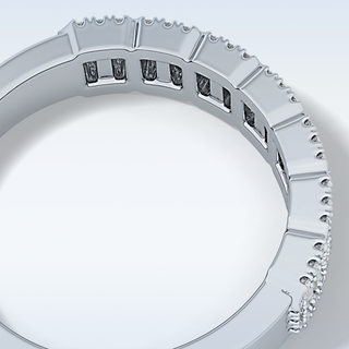Beautiful Half Eternity Wedding Band with 0.71 CT Round & Baguette Cut Moissanite