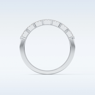Beautiful Half Eternity Wedding Band with 0.71 CT Round & Baguette Cut Moissanite