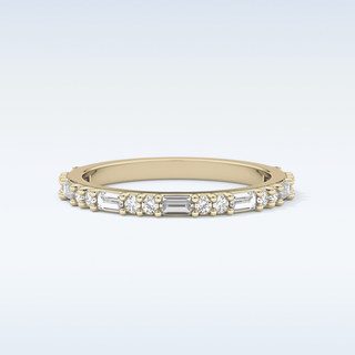 Beautiful Half Eternity Wedding Band with 0.70 CT Round & Baguette Cut Moissanite