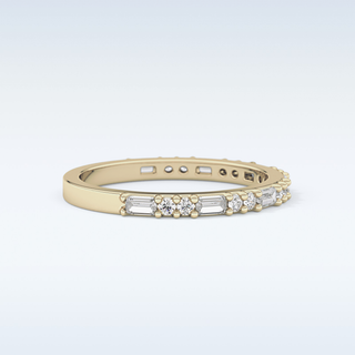 Beautiful Half Eternity Wedding Band with 0.70 CT Round & Baguette Cut Moissanite