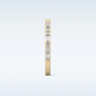 Beautiful Half Eternity Wedding Band with 0.70 CT Round & Baguette Cut Moissanite