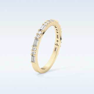 Beautiful Half Eternity Wedding Band with 0.70 CT Round & Baguette Cut Moissanite