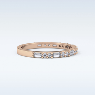 Beautiful Half Eternity Wedding Band with 0.70 CT Round & Baguette Cut Moissanite