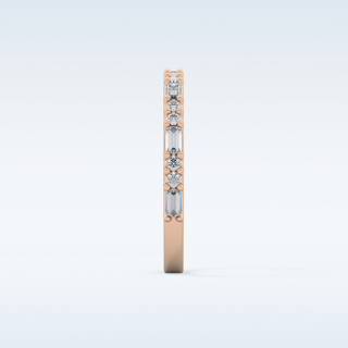 Beautiful Half Eternity Wedding Band with 0.70 CT Round & Baguette Cut Moissanite