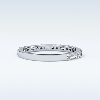 Beautiful Half Eternity Wedding Band with 0.70 CT Round & Baguette Cut Moissanite