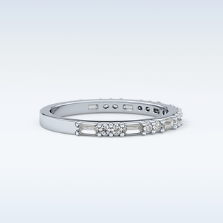 Beautiful Half Eternity Wedding Band with 0.70 CT Round & Baguette Cut Moissanite