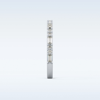 Beautiful Half Eternity Wedding Band with 0.70 CT Round & Baguette Cut Moissanite
