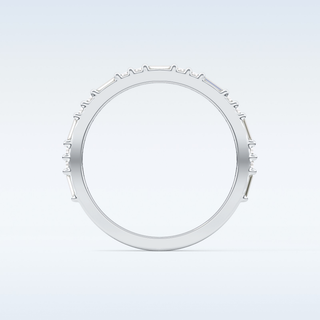 Beautiful Half Eternity Wedding Band with 0.70 CT Round & Baguette Cut Moissanite