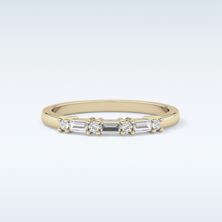 Beautiful Half Eternity Wedding Band with 0.22 CT Round & Baguette Cut Moissanite