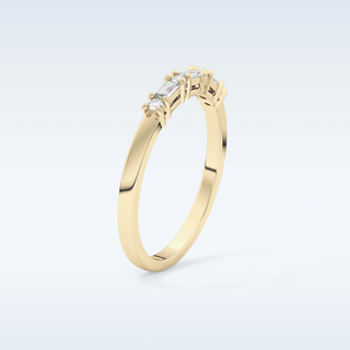 Beautiful Half Eternity Wedding Band with 0.22 CT Round & Baguette Cut Moissanite