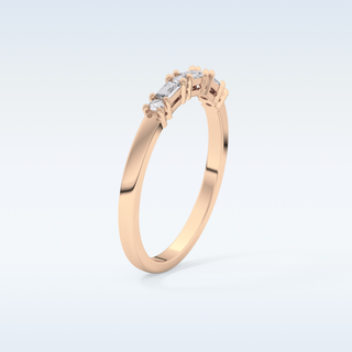 Beautiful Half Eternity Wedding Band with 0.22 CT Round & Baguette Cut Moissanite