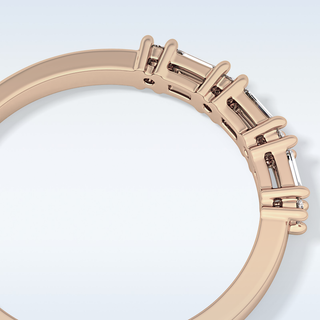 Beautiful Half Eternity Wedding Band with 0.22 CT Round & Baguette Cut Moissanite