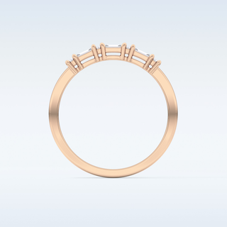 Beautiful Half Eternity Wedding Band with 0.22 CT Round & Baguette Cut Moissanite