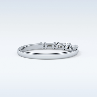 Beautiful Half Eternity Wedding Band with 0.22 CT Round & Baguette Cut Moissanite