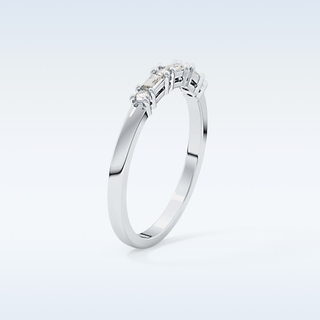 Beautiful Half Eternity Wedding Band with 0.22 CT Round & Baguette Cut Moissanite