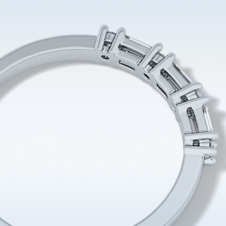 Beautiful Half Eternity Wedding Band with 0.22 CT Round & Baguette Cut Moissanite