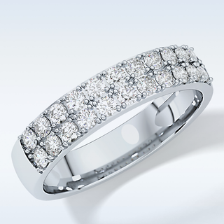 Beautiful Half Eternity Wedding Band with 0.77 CT Round Cut Moissanite