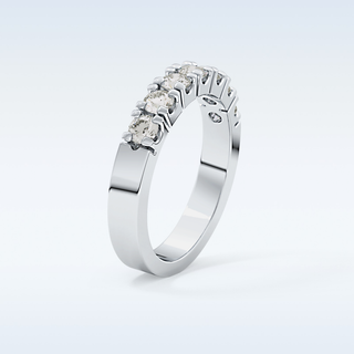 Beautiful Half Eternity Wedding Band with 1.03 CT Round Cut Moissanite