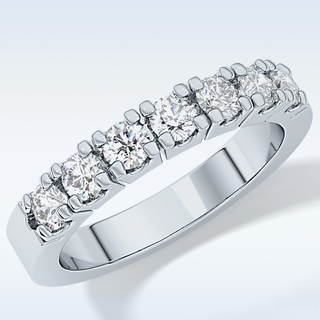 Beautiful Half Eternity Wedding Band with 1.03 CT Round Cut Moissanite