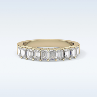 Beautiful Half Eternity Wedding Band with 1.42 CT Emerald Cut Moissanite