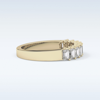 Beautiful Half Eternity Wedding Band with 1.42 CT Emerald Cut Moissanite